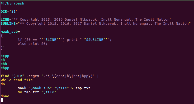 Image of copyright update script
